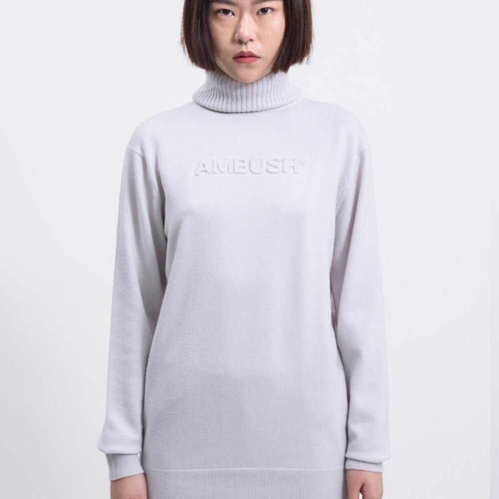 Ambush Logo Embossed Turtleneck Knit- OFF WHITE - Size 2 UNISEX